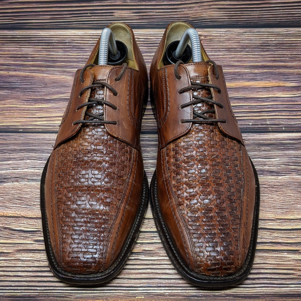 Johnston & Murphy Woven Leather Brown Oxfords 8.5